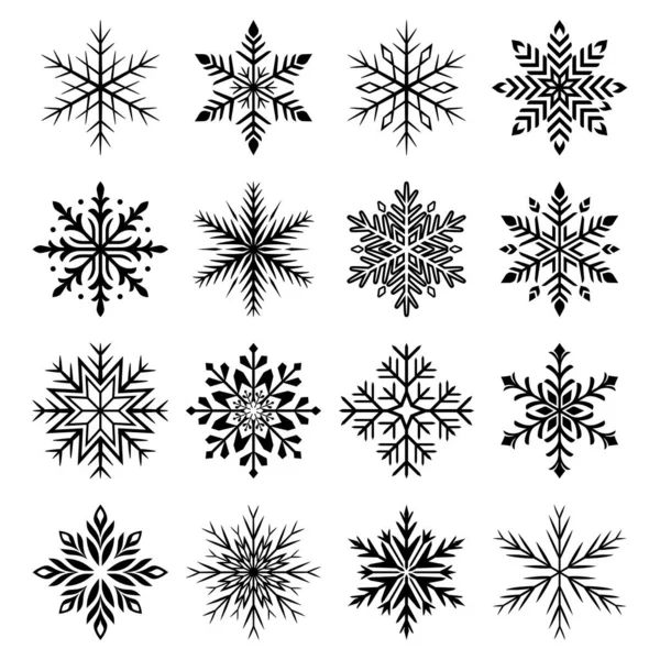 Snowflake Sign Symbol Icons Black Color — Stock Vector