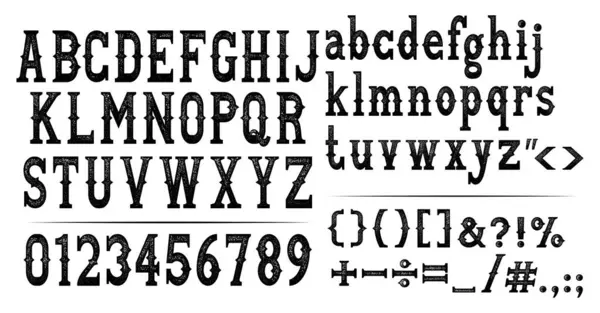 Old Western Alphabet Letters Fuente Gráficos Vectoriales