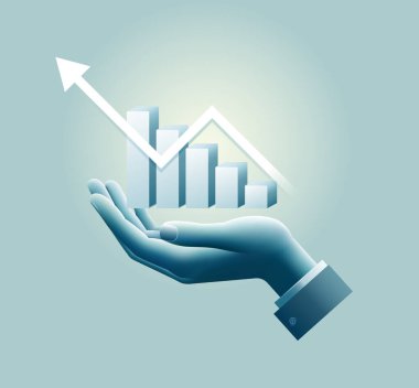 Bilgi elementi olan bir iş adamı. Vektör illüstrasyonu.