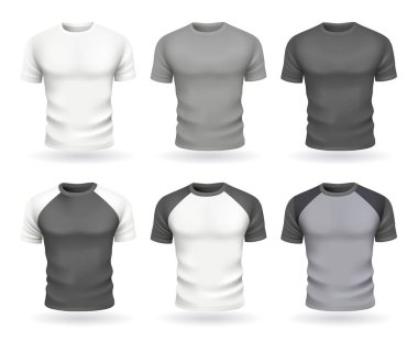 Tişört, ön ve arka model tasarım vektör çizimi.