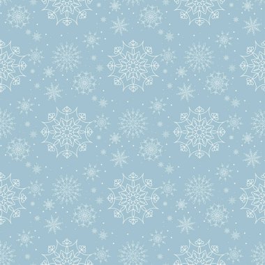 Kar Taneleri 'nde zarif, pürüzsüz kış deseni. Vektör illüstrasyonu