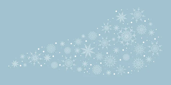 Sneeuwvlokken Golven Achtergrond Vector Illustratie Lijnen Stijl — Stockvector