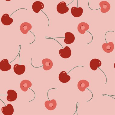 Tatlı kirazsız desen. Karalama biçiminde vektör illüstrasyonu