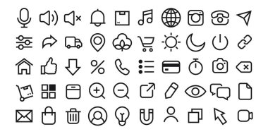 Simple Social Media Phone app icons. Vector sign set