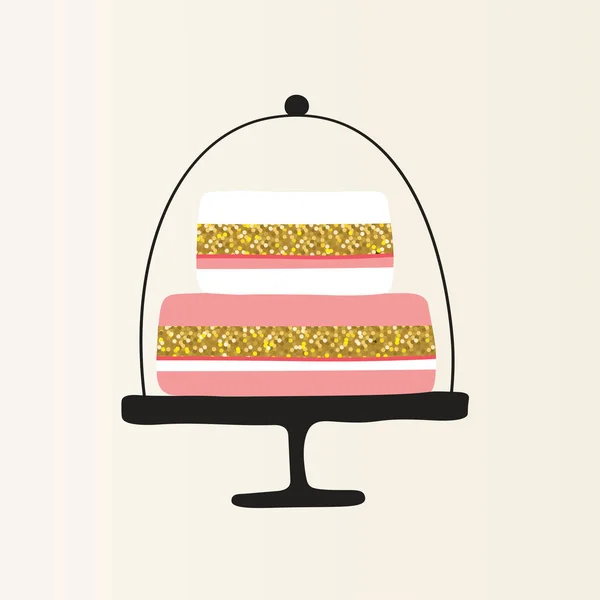 Gâteau Anniversaire Trois Étages Illustration Vectorielle Mignonne Dans Style Simple — Image vectorielle