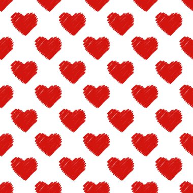 Elle çizilmiş Kalpler Kusursuz Şablon. Basit Vektör illüstrasyonu