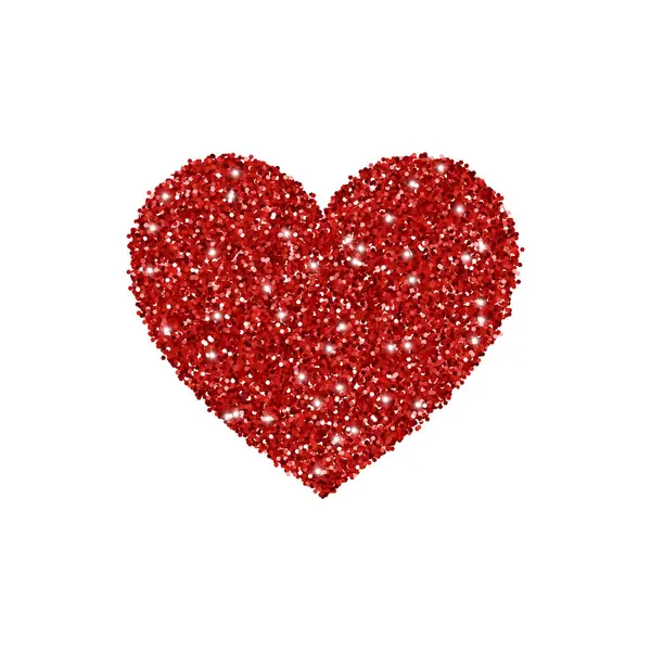 Red Glitter Heart Isolated White Background Vector — Stock Vector
