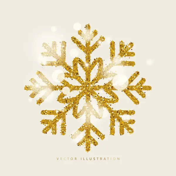 Guldglimmer Snefnug Jul Vintersymbol Realistisk Vektorillustration – Stock-vektor