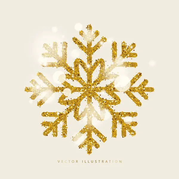 Copo Nieve Con Brillo Dorado Navidad Símbolo Invierno Ilustración Vectorial Vectores de stock libres de derechos