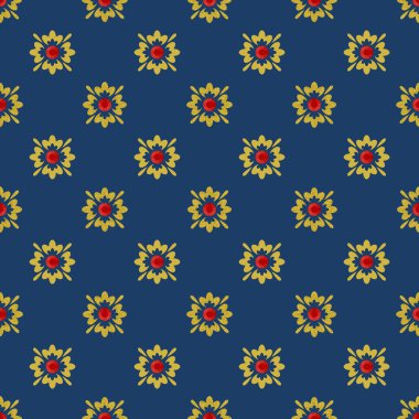 Viktorya dönemi tarzında, Mavi ve Altın Renkli Klasik Kusursuz Desen. Vektör illüstrasyonu