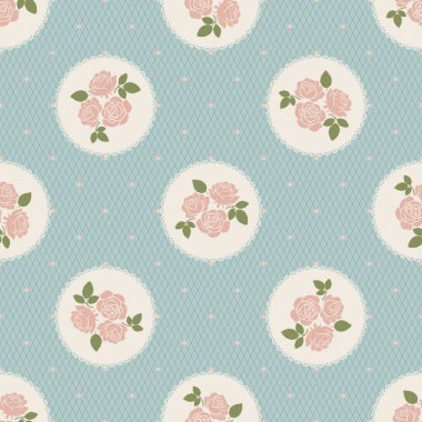 Klasik dantelli gül buketi desensiz. Vektör illüstrasyonu