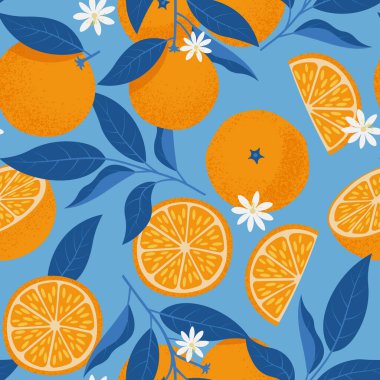 Akdeniz tarzında portakalsız desen. Düz biçimli vektör illüstrasyonu