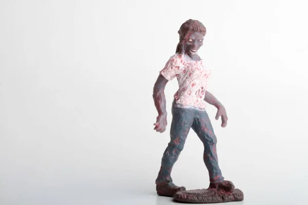 Zombie Miniatuur Beeldje Een Witte Achtergrond — Stockfoto