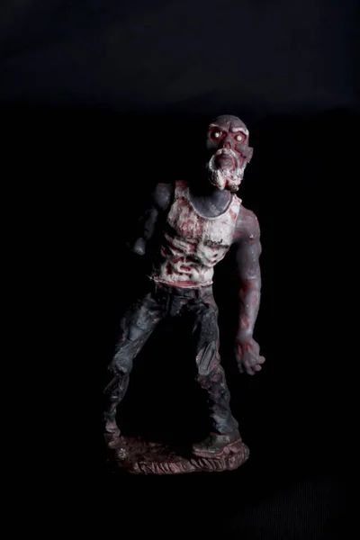 Zombie Miniaturfigur Auf Schwarzem Hintergrund — Stockfoto