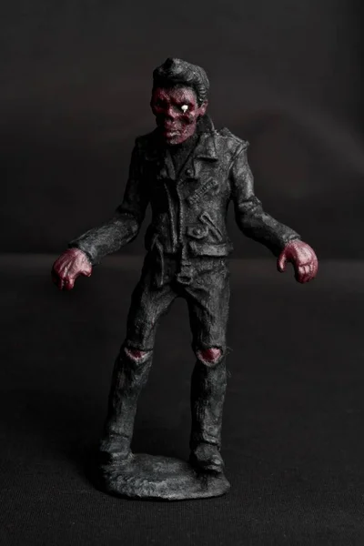 Zombie Miniaturfigur Auf Schwarzem Hintergrund — Stockfoto