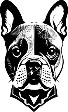 Logo vektör illüstrasyonu için Fransız buldog yüzü portresi