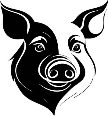 Domuz suratlı logo vektör illüstrasyonu siyah beyaz