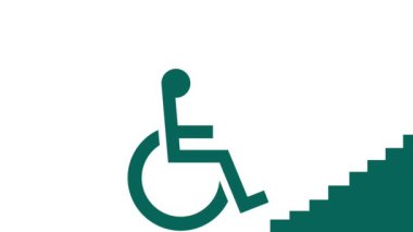 Tekerlekli sandalyedeki adam inşaatın basamaklarında mimari engelle karşılaşır.