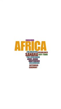 Afrika kıta haritası canlandırılmış kelime bulutu