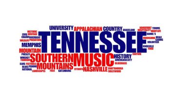 Tennessee harita etiketli bulut canlandırmalı kolaj