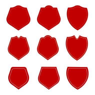 Collection of Blank Badge or Shield Shape in Red Colors.
