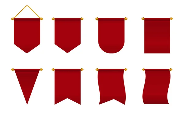 Set Van Opknoping Vlaggen Typisch Opgehangen Aan Een Paal Touw — Stockvector
