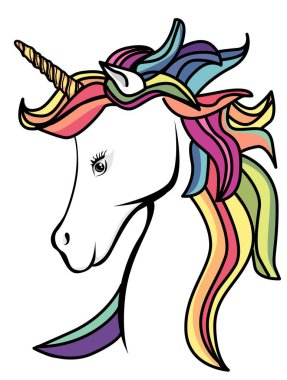 Renkli bir tek boynuzlu atın çizimi