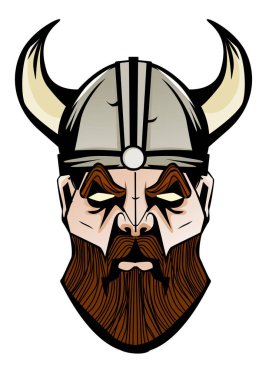  Kasklı bir Viking tasviri.