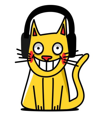 Müzik dinleyen bir kedi tasviri