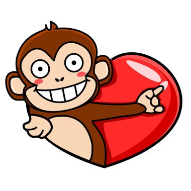 Kalbin içindeki bir maymunun resmi