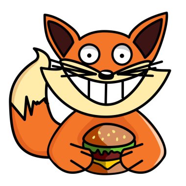 Hamburger yiyen tilki tasviri