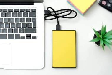Harici sabit disk bilgisayara bağlandı. USB sürücü yedekleme verisi