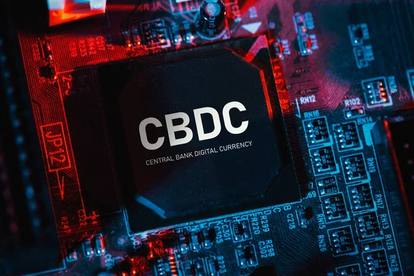 CBDC - central bank digital currency technology. Computer chip on mainboard