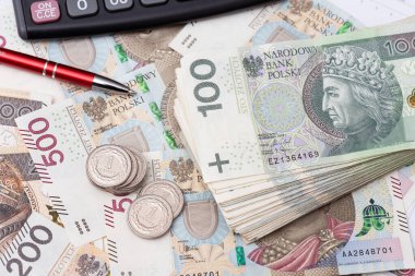 Lot of polish banknotes, polish money, PLN currency