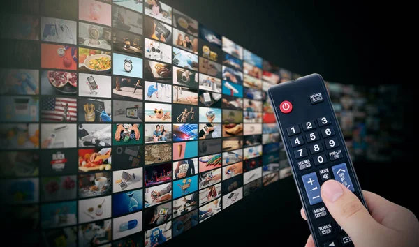 Television streaming video concept. Media TV video on demand technology