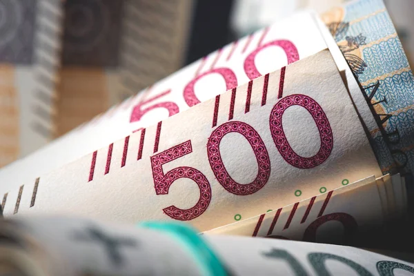 Polish 500 Banknotes Polish Money Pln Currency — Foto Stock