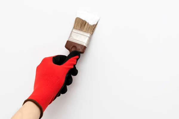 Hombre Pintando Interior Del Hogar Por Pincel Decoración Casa — Foto de Stock