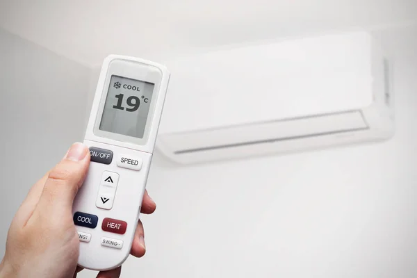 Légkondicionáló Otthon Távirányítóval Levegő Klíma — Stock Fotó