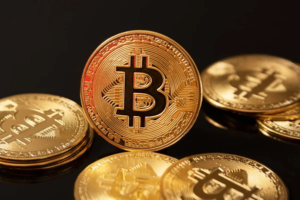 Criptomoneda Concepto Bitcoin Oro Moneda Blockchain — Foto de Stock