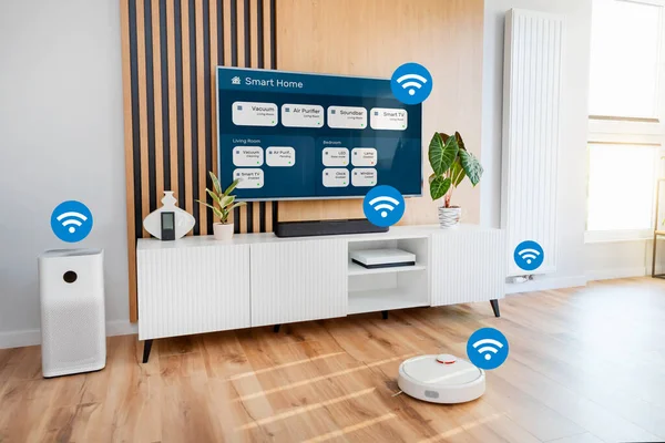 Smart Home Geräte Gesteuert Smart App Konzept Internet Der Dinge — Stockfoto