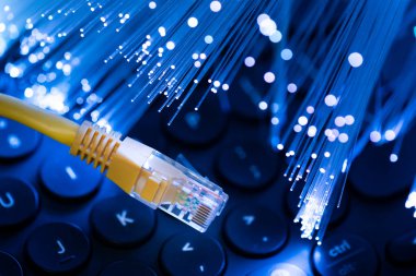İnternet kablosu, yüksek hız bağlantısı, fiber optik kavramı
