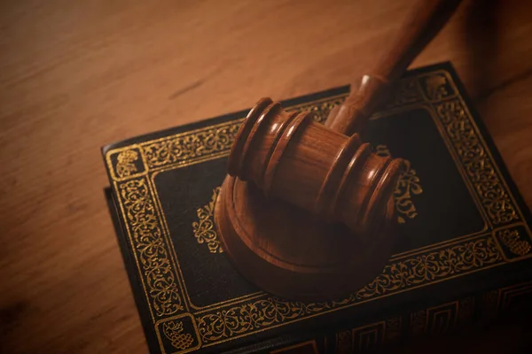 Wooden gavel, hammer, law and justice concept