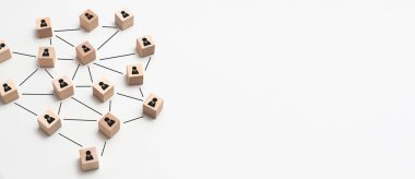 Topluluk, takım çalışması ve ahşap bloklarla takım lideri konsepti