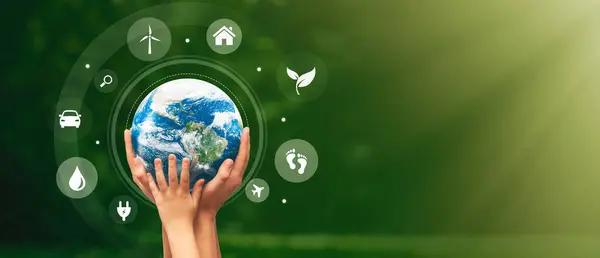 Hand holding earth globe. Planet care or Earth Day concept