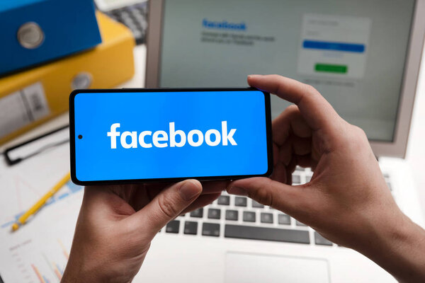 Wroclaw, Poland - DEC 14, 2023: Facebook is popular social media platform