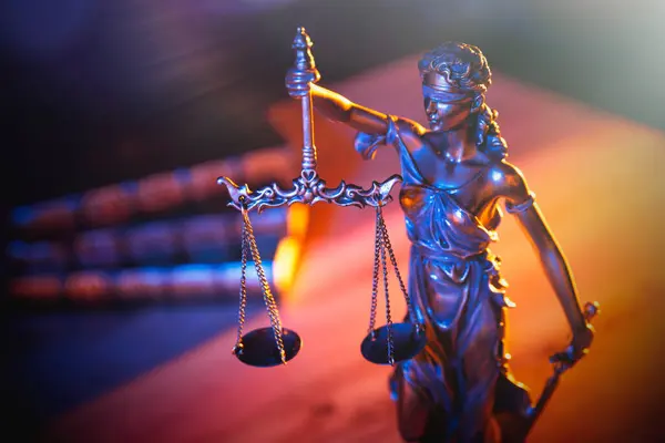 Bayan Adalet avukat odasında. Hukuk ve hukuk kavramı