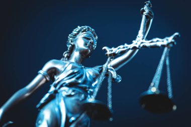 Hukuk ve adalet sembolü. Yasal konsept. Adalet Heykeli
