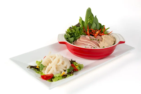 Conjunto Alimentos Saludables Vietnamitas Pho Como Fideos Blancos Con Sopa — Foto de Stock