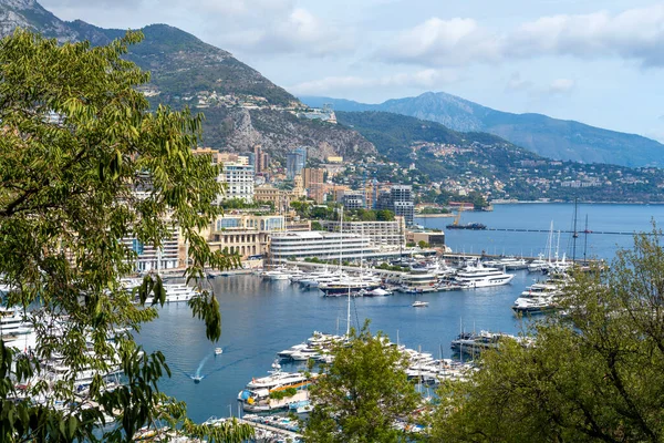 Панорама Города Монте Карло View Luxury Yachts Apartments Harbor Monaco — стоковое фото