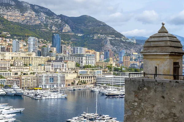 Panorama Města Monte Carlo Pohled Luxusní Jachty Bytů Přístavu Monaco — Stock fotografie